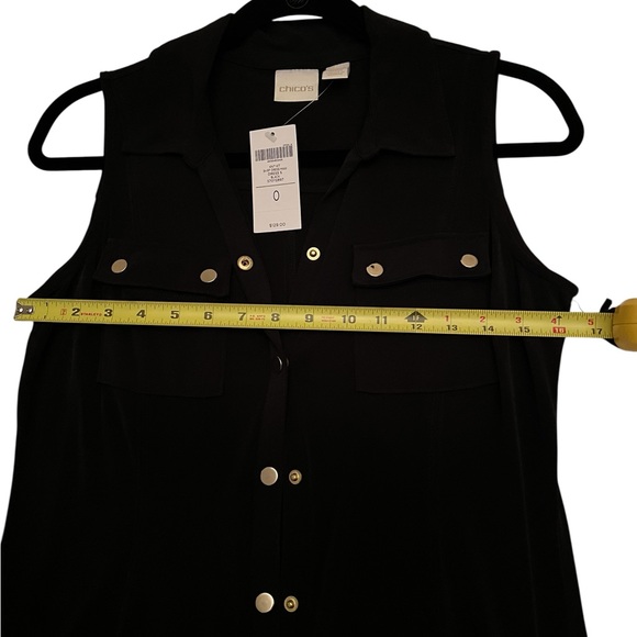 Long black dress from Chico’s with gold buttons NWT very slimming - Picture 8 of 10